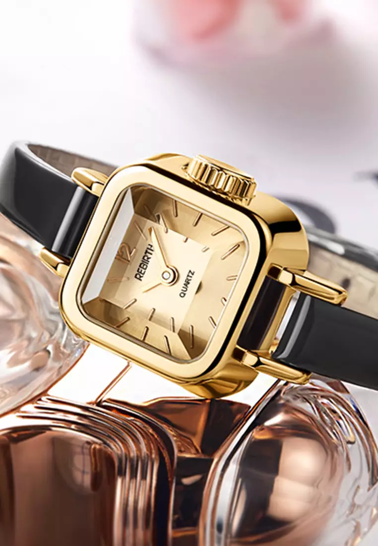 Jam Tangan Wanita Original Square Mode Tali Kulit Anti Air Jam Tangan Cewek