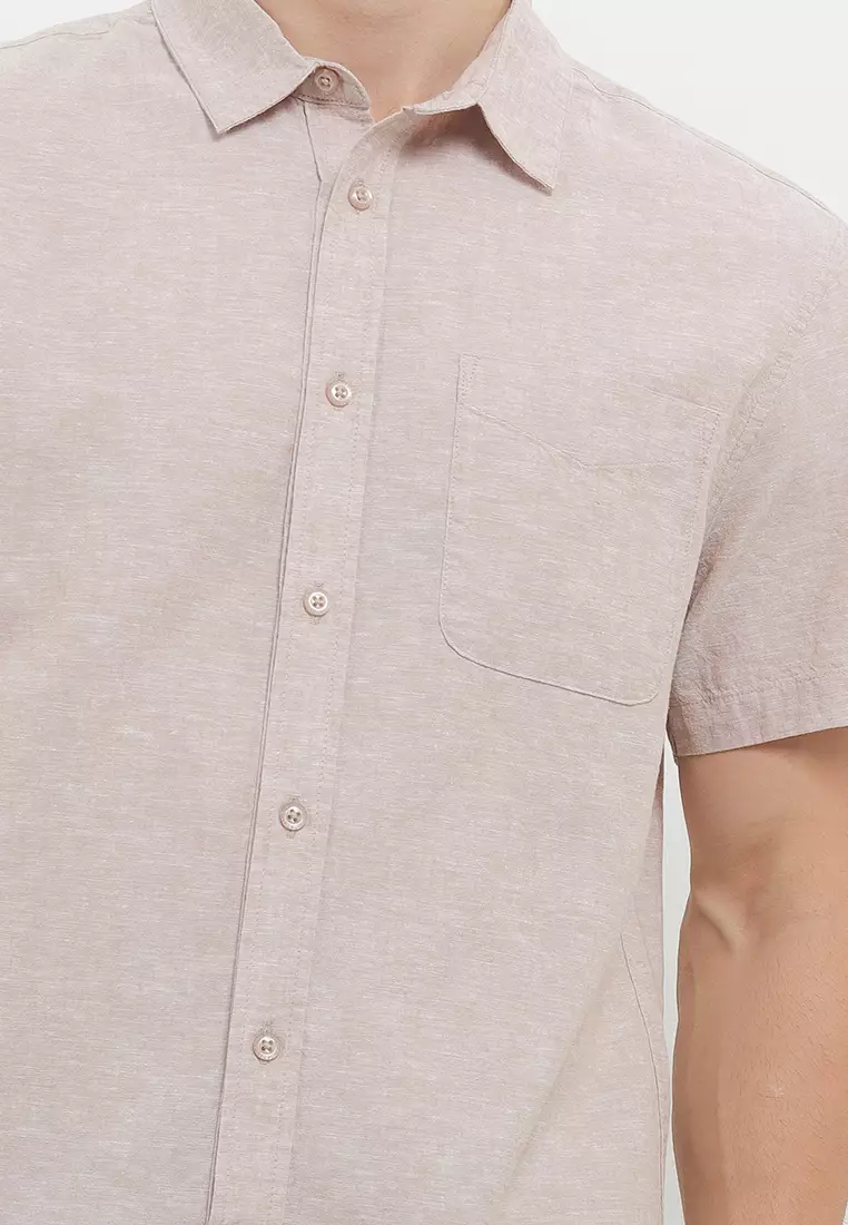 Men's Short Sleeve Linen Cotton Shirt