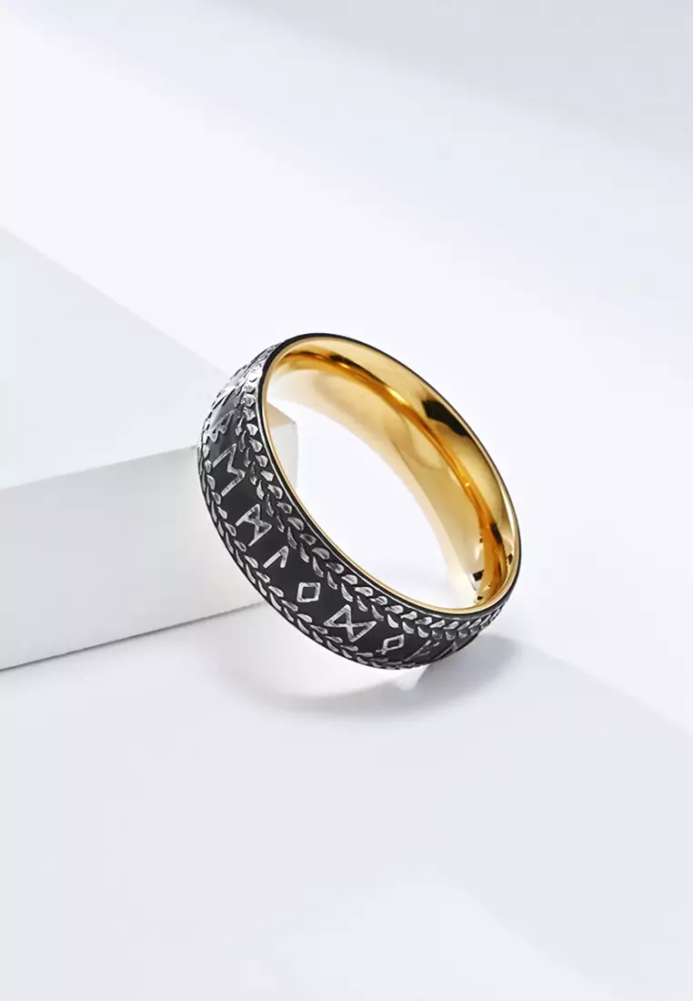 Titanium Steel Runes Ring JW QF-JZ980
