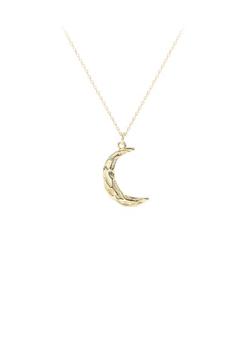 Glamorousky silver 925 Sterling Silver Plated Gold Fashion Simple Moon Pendant with Necklace BBB86ACD4F8070GS_1