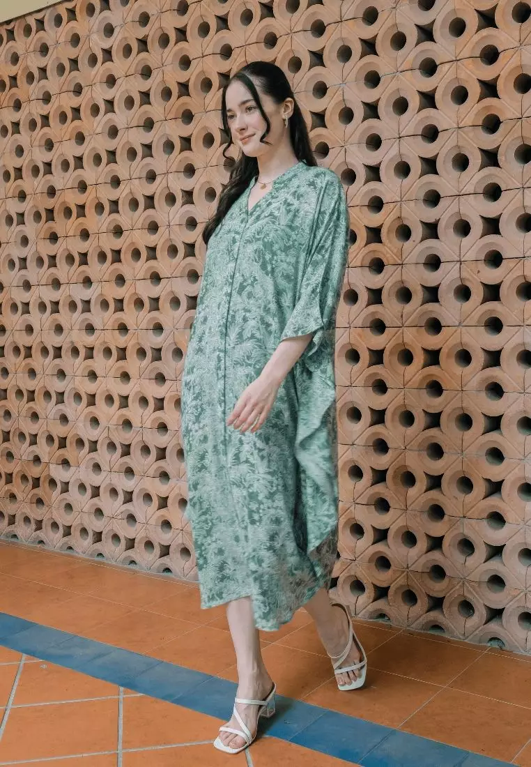 Urban Exchange Misha Kaftan Green - Gamis Kaftan Rayon