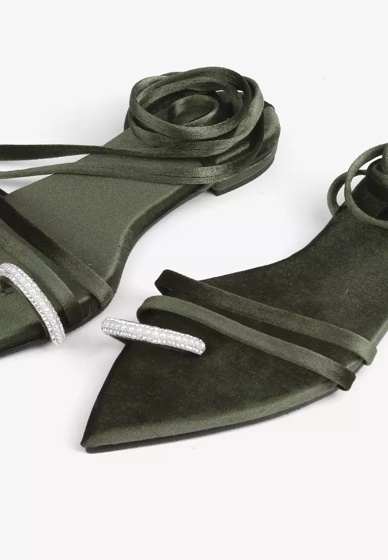 Iride Strappy Sandal in Green - Inpaca