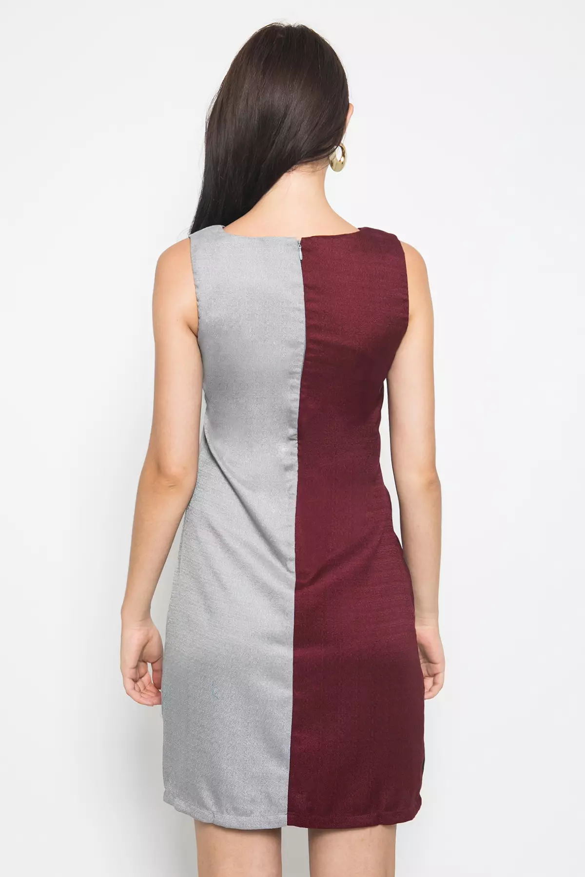 Shyla Dress In Maroon,Grey And Black