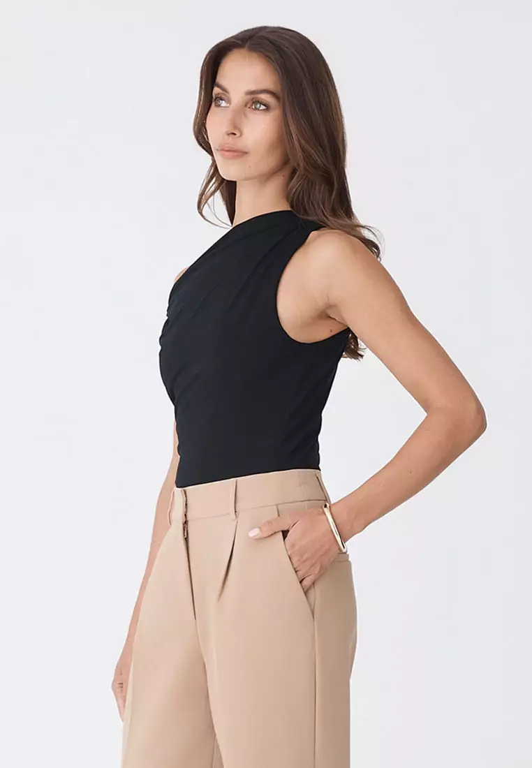 Cici Bamboo Twist Shoulder Top