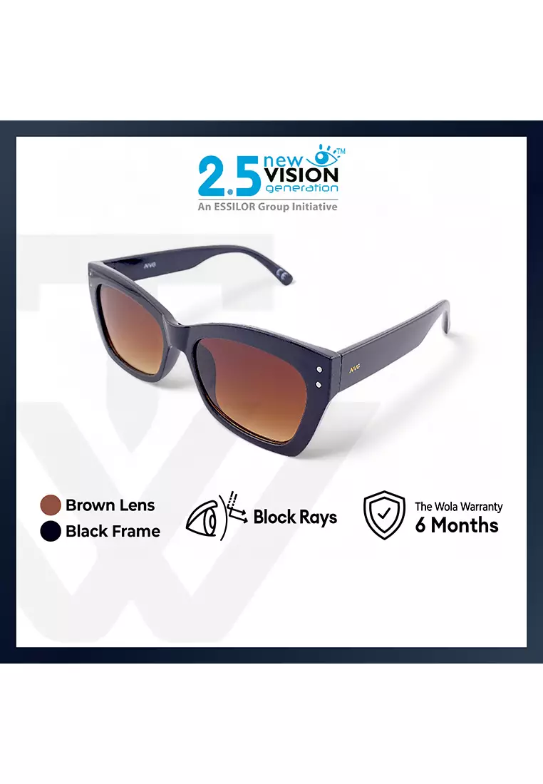 Women's Rectangle Frame Black Brown Plastic UV Protection Sunglasses SUNSC2520201