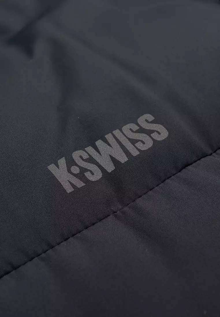 男裝 K-SWISS LOGO 防風長版鵝絨羽絨外套