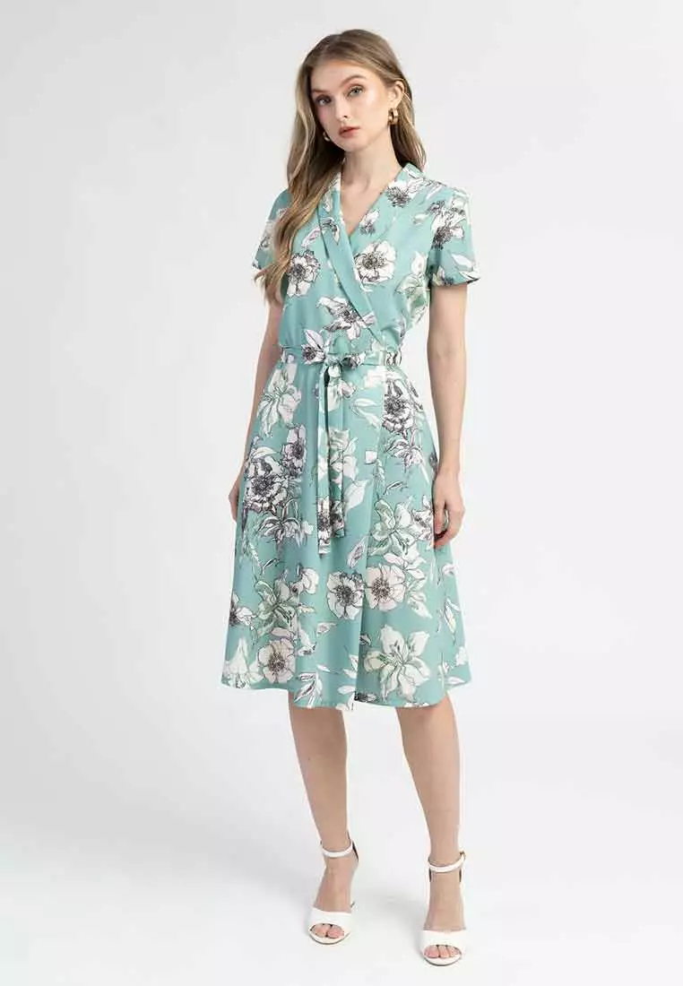 Nadia Floral Wrap A-Line Dres