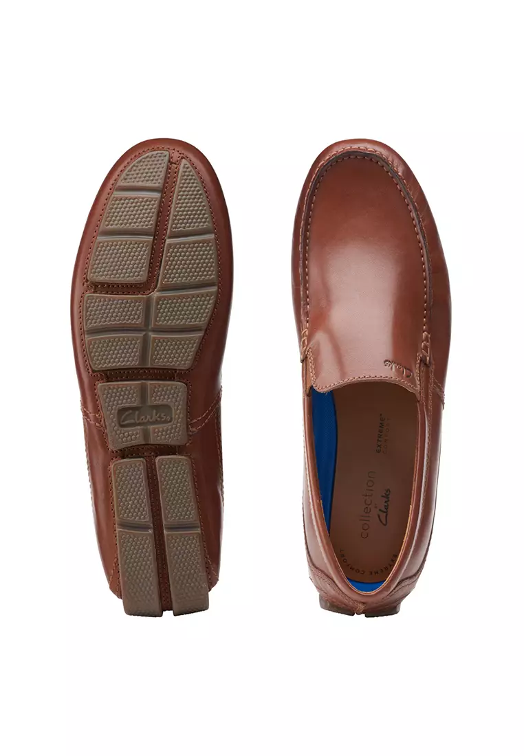 Mens Markman Plain Slip On shoes - Dark Tan Leather