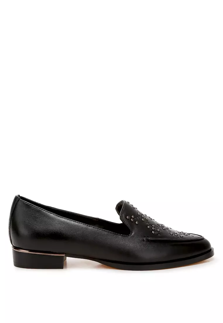 Discount on Rag & CO.  shoes - SKU: Studded Genuine Leather Loafers in Black