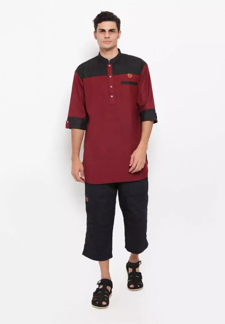 Baju Koko Pria Muslim Zayidan Haikal - Maroon