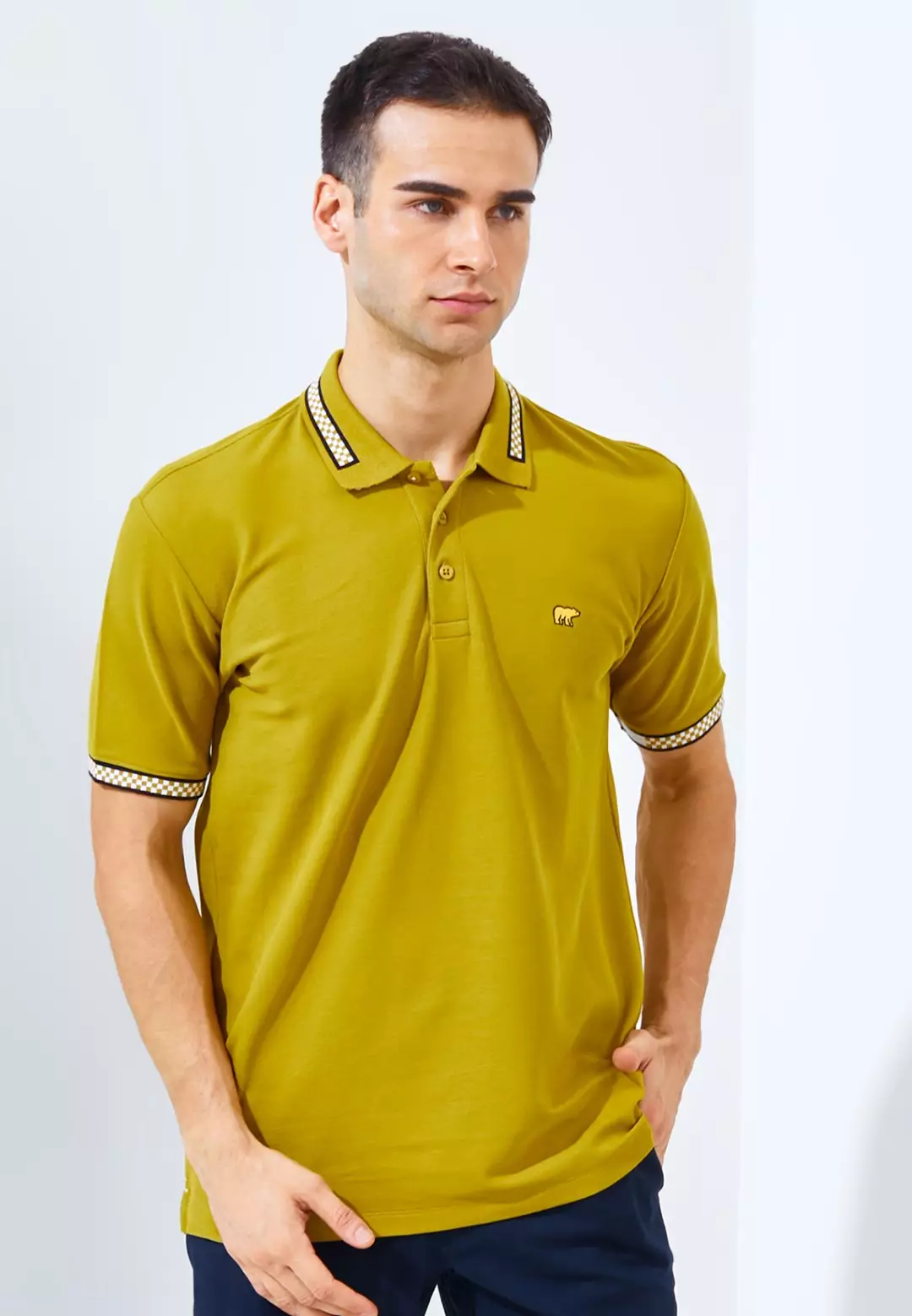 Jack Nicklaus Mustang Polo Shirt Pria Regular Fit Golden Palm