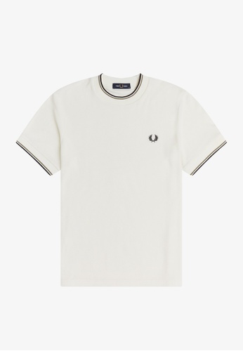 Fred Perry white M2613 - Towelling T-Shirt - (White) 5FE1DAA42762A8GS_1