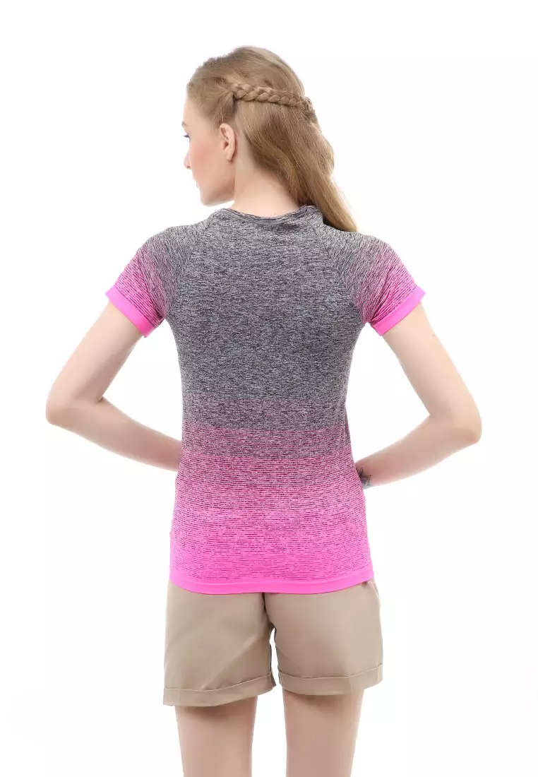 Wish Baju Olahraga Kaos Sport Wanita Lengan Pendek Material Polyester ORIGINAL - Pink