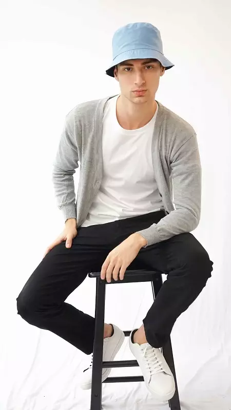 Houseofcuff Bucket Hat Topi Polos Bolak balik Biru muda - Hitam - Birumuda- Hitam