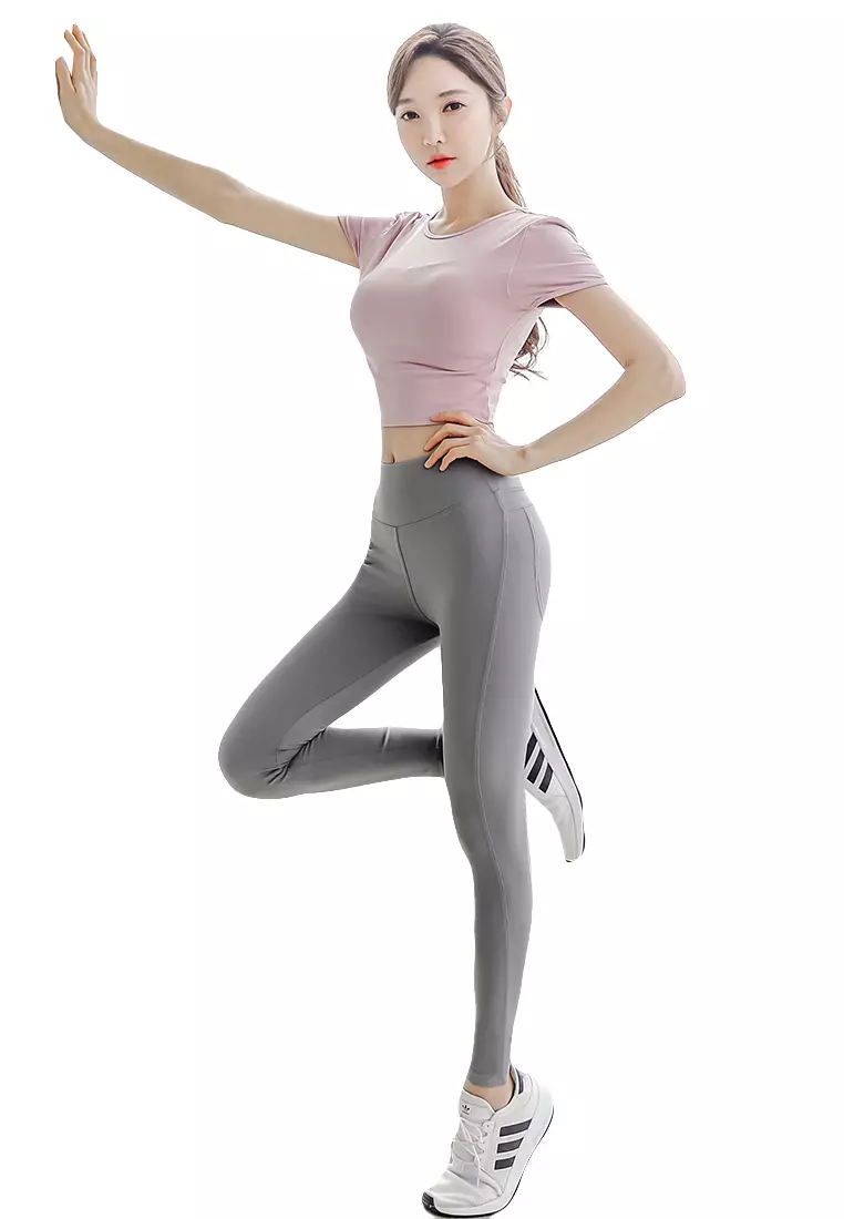 (3PCS) Quick Dry Running Fitness Yoga Dance Set (Tops+Bra+Bottoms)