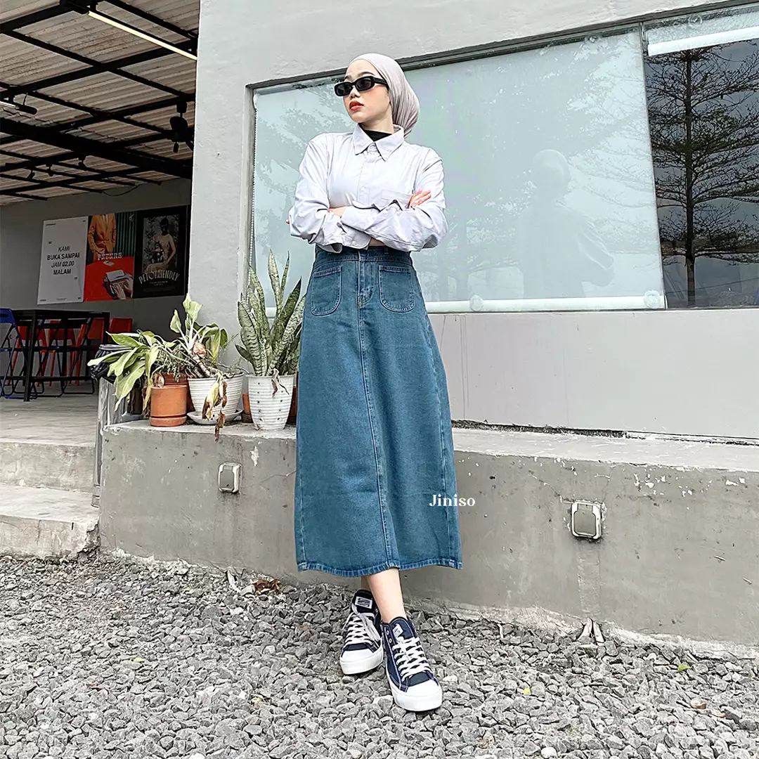 Highwaist Pocket Rok Slit Jeans Panjang 931 SEVENTY
