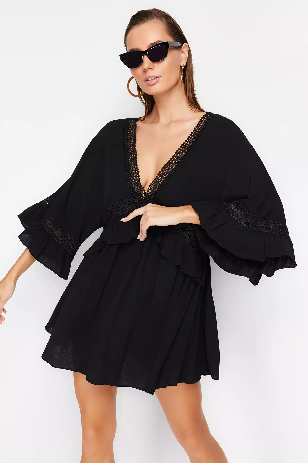 Lace Stripe Detailed Beach Dress