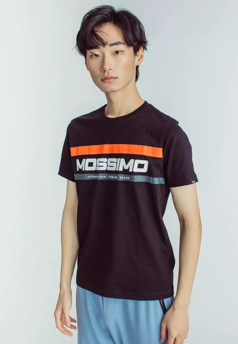 Mossimo White Basic Round Neck with High Density Print Classic Fit Tee