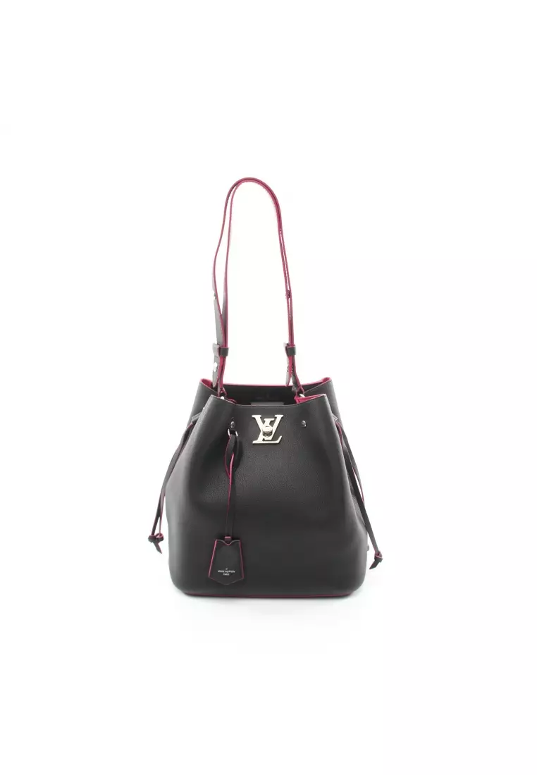 Authenticated used Louis Vuitton Louis Vuitton Rock Me Bucket Noir Grain Calf Leather M54677 Black / Pink Crossbody Bag Shoulder LV Turn Lock
