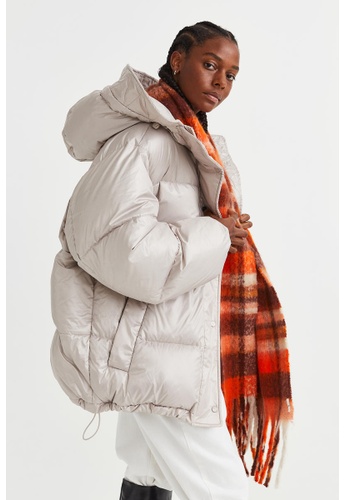 h&m beige puffer coat
