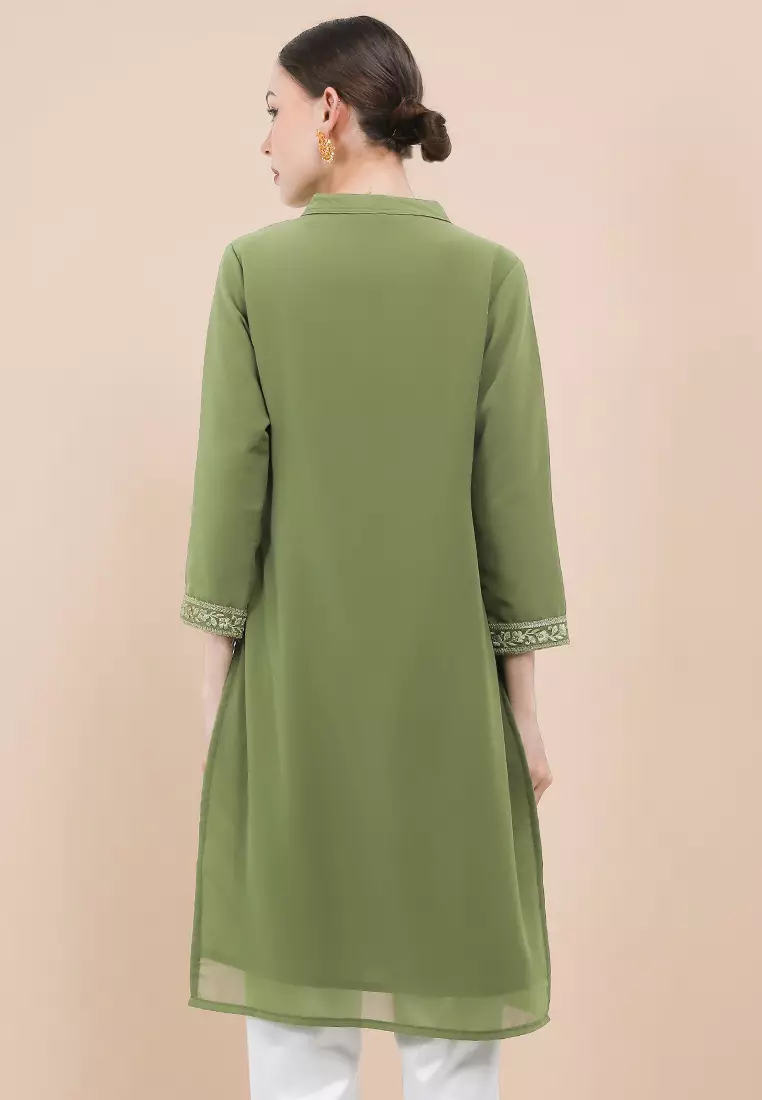 Chanira Festive Aliza Tunic-Olive Green