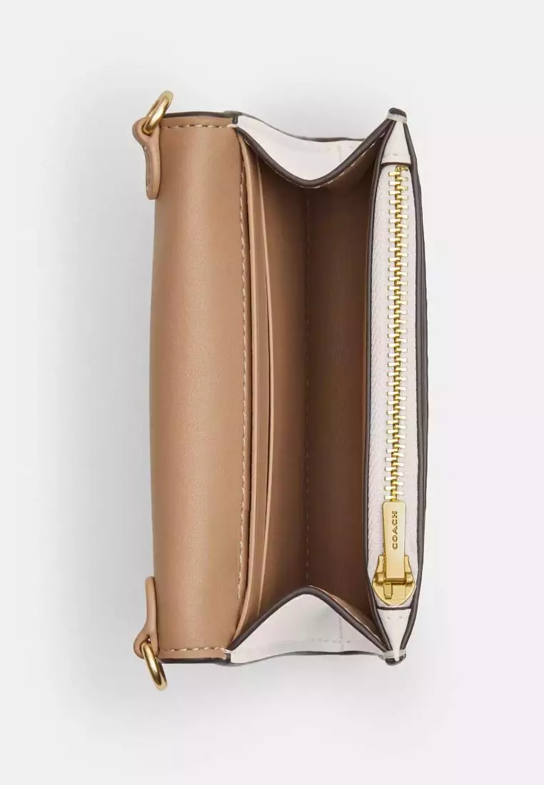 Coach Mini Envelope Wallet With Strap In Signature Canvas Light Khaki Chalk