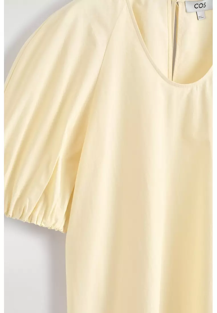 PUFF-SLEEVE COTTON MINI DRESS