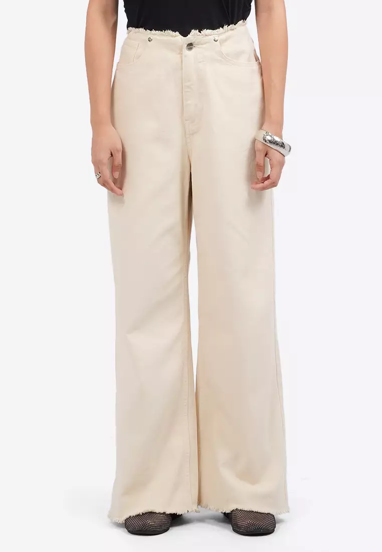 Frayed High Waist Baggy Jeans