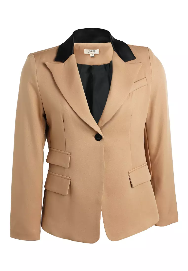 Blazer Kerah Dua Warna Khaki