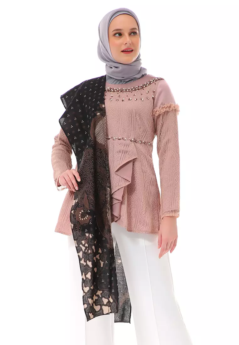 Arawinda Blouse Muslimah No Ballon Long Sleeve Premium High Quality - Brownie