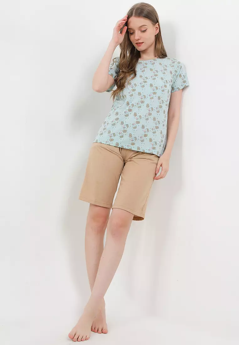 Pyjama Pijama Baju Tidur Short Sleeve Short Pants Sleepwear