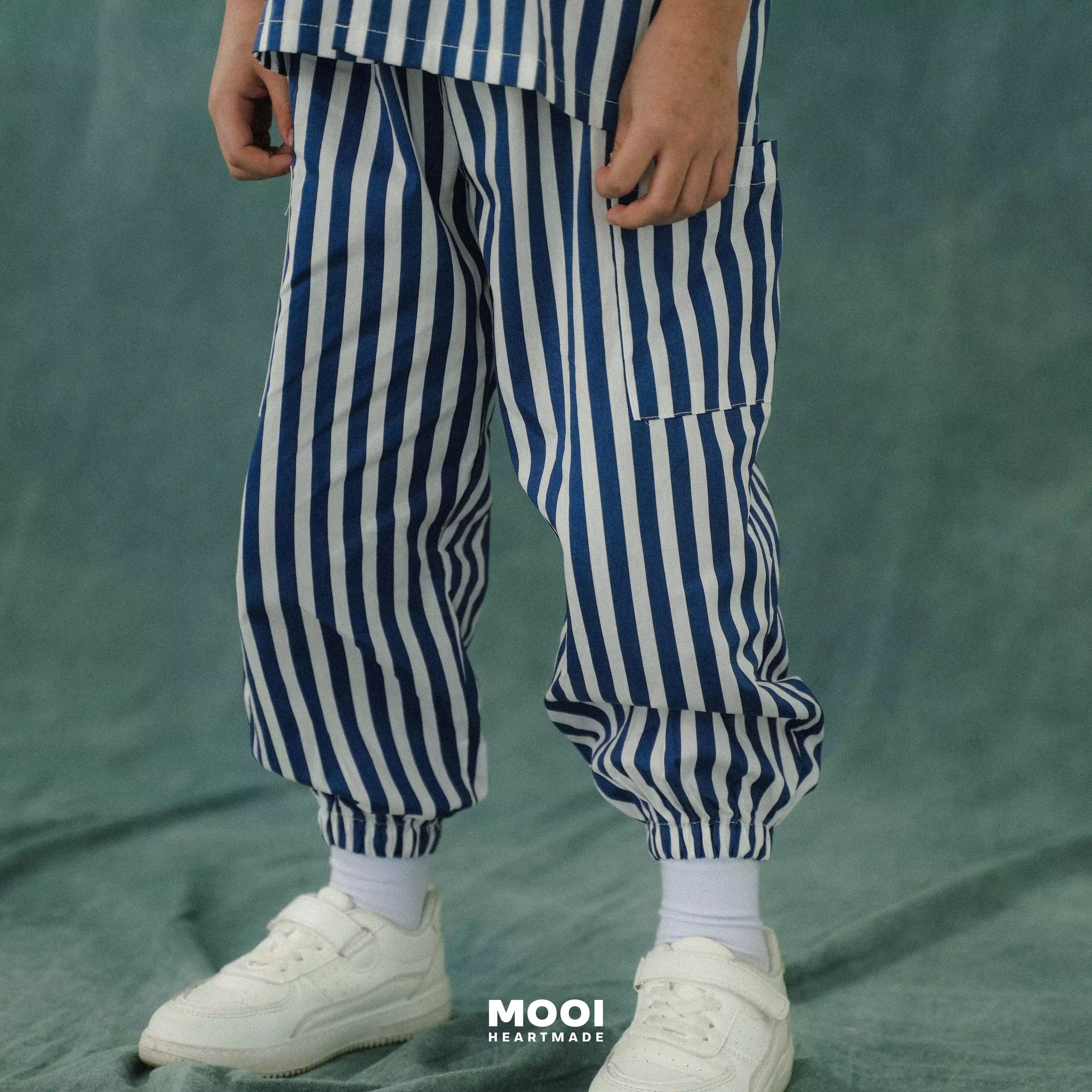 Mooi Celana Panjang Chinos Anak Seiju Striped Pants - Dusty Blue