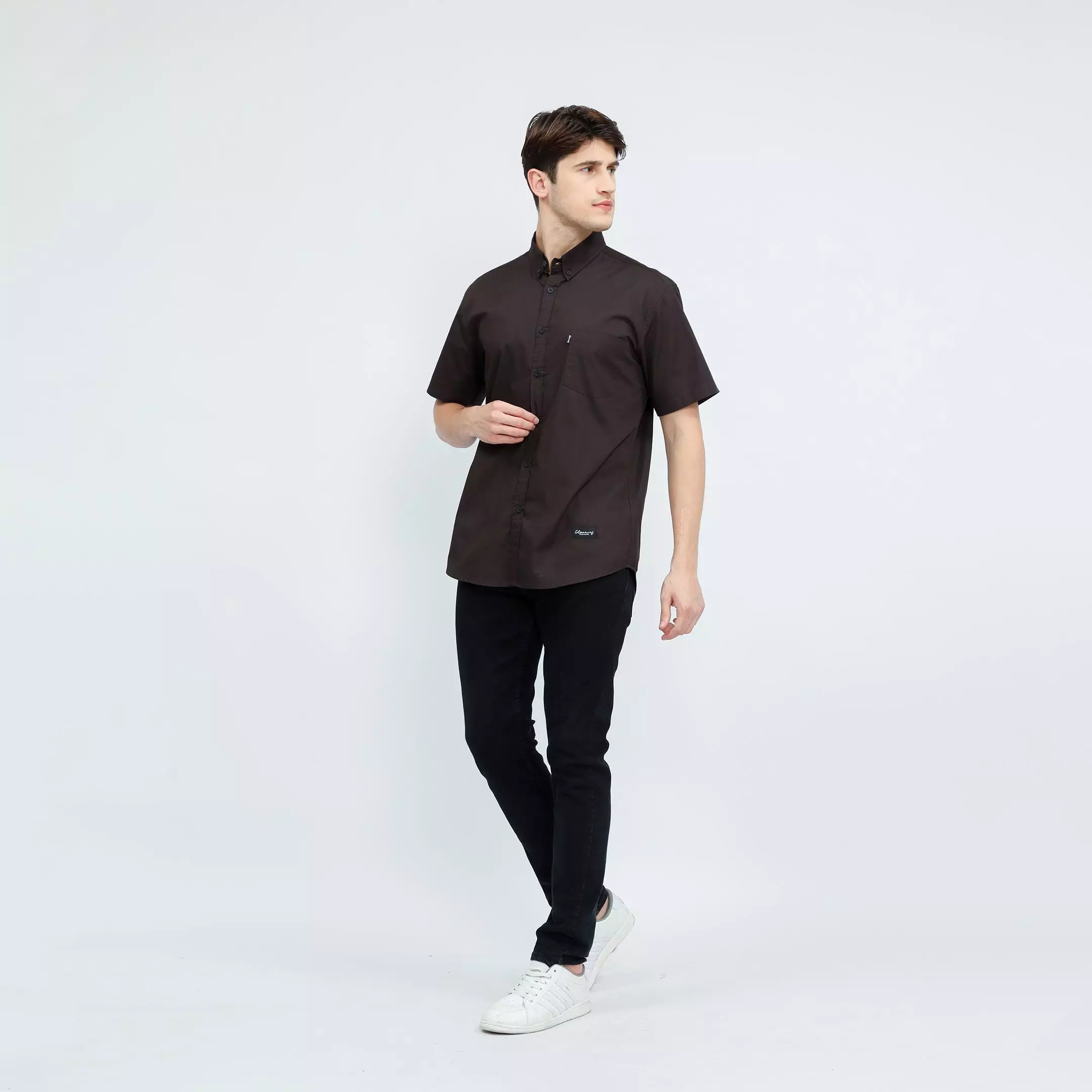 Worn Cortans Kemeja Pendek Brown