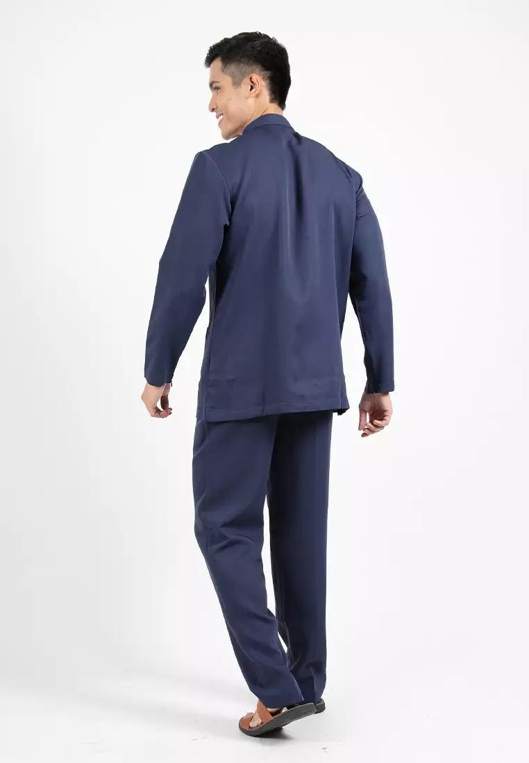 Forest x Hatta Dolmat Baju Melayu Cekak Musang Regular Fit  - BM23766-33Navy