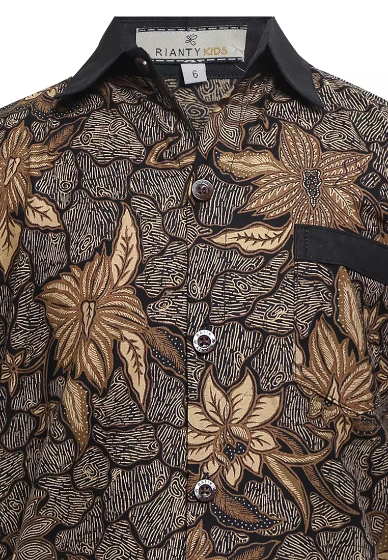 Hem Anak Batik Laki Laki Lengan Pendek Loveo Brown
