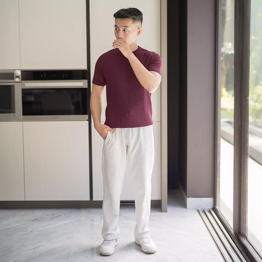 Kale ROGER MAROON / Atasan Rajut Pria / Sweater Rajut Tangan Pendek / Baju Pria