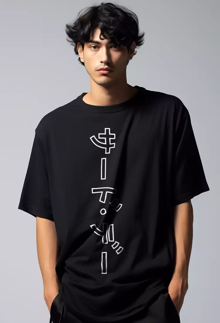 MTK72 Kaos Oversize Distro Pria Outline Ver Hitam