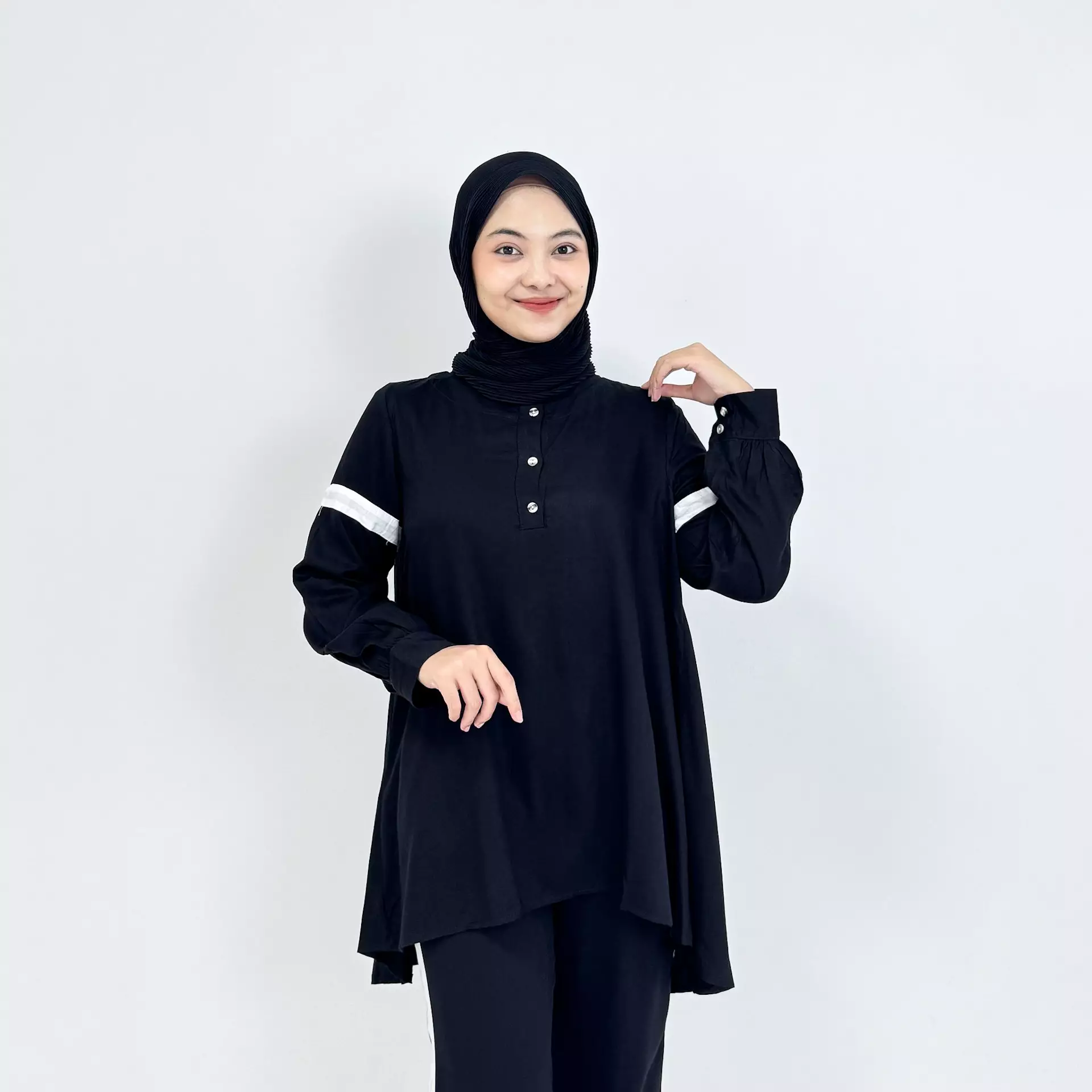 Piyama Cotton Ica [HITAM] SIZE L-XL Baju Tidur Long Sleeve Long Pants Sleepwear