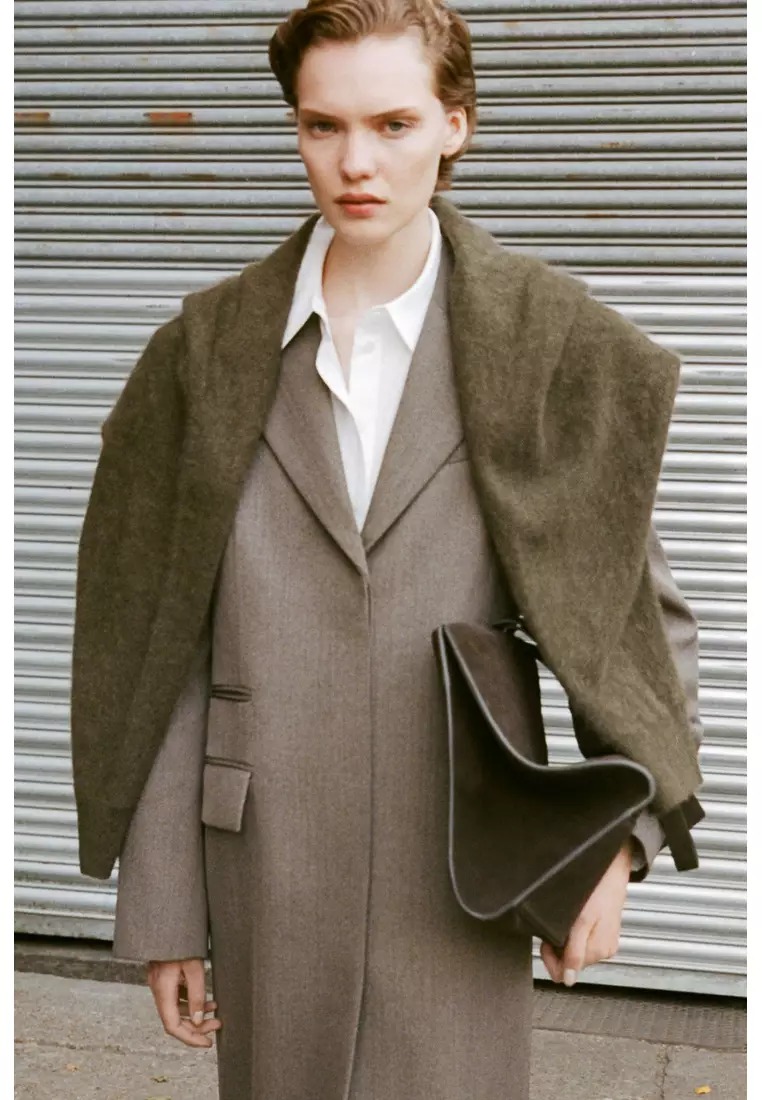 SINGLE-BREASTED WOOL-BLEND LONG COAT