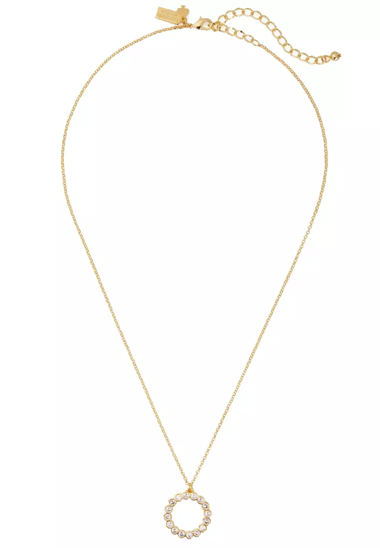 Full Circle Mini Pendant Necklace in Clear/ Gold o0ru2384