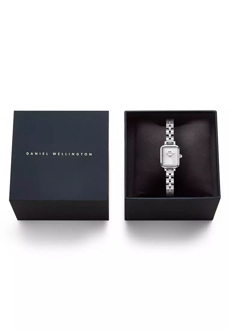 Quadro Mini Arch 3-Link White Silver Sunray Silver Women Watch stainless steel watch DW Official Authentic Original