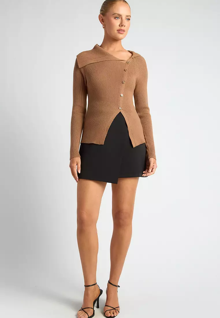 Style State Asymmetrical Collar Button Knit Top 2026 | Buy Style