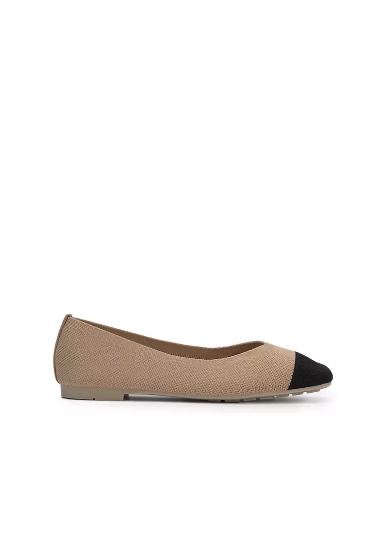Discount on Nose  shoes - SKU: TWO TONE KNIT FLAT BALLERINA