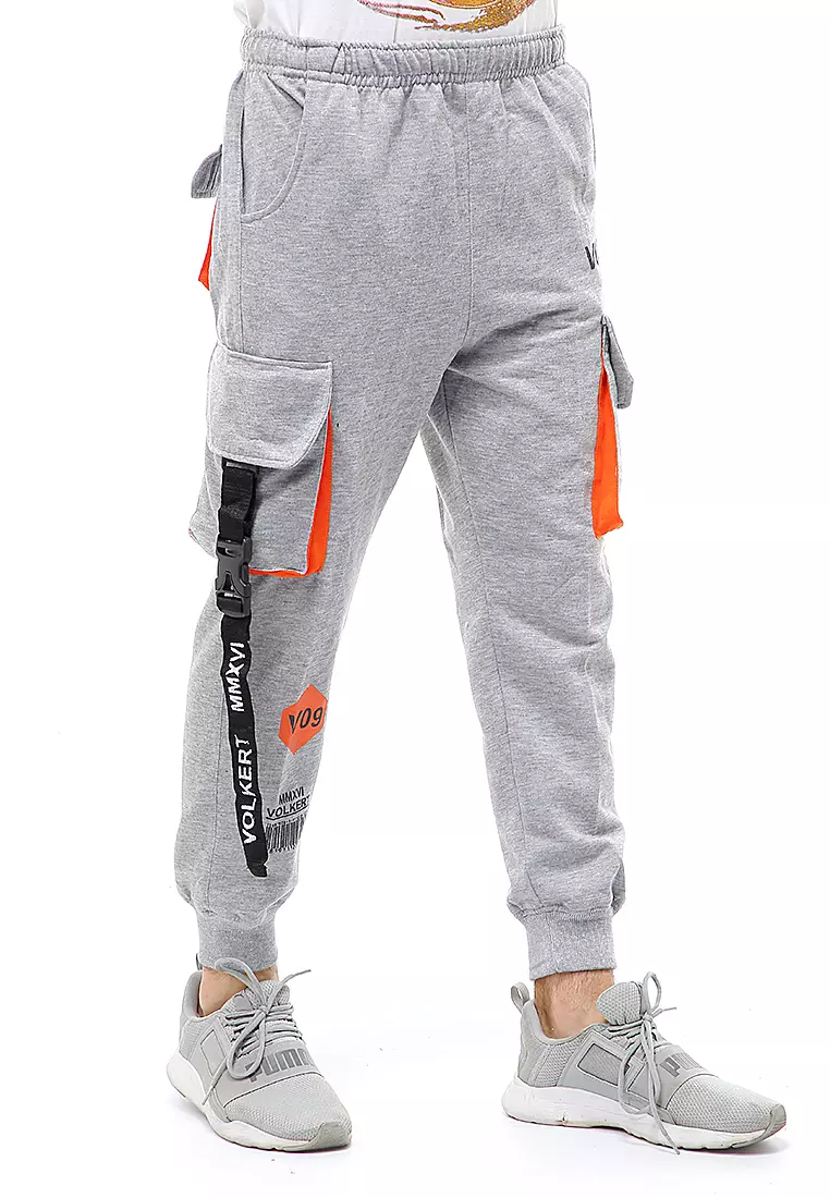 Locko Long Pants Celana Jogger Pria Stylish Design Material Fleece ORIGINAL - Light Gray
