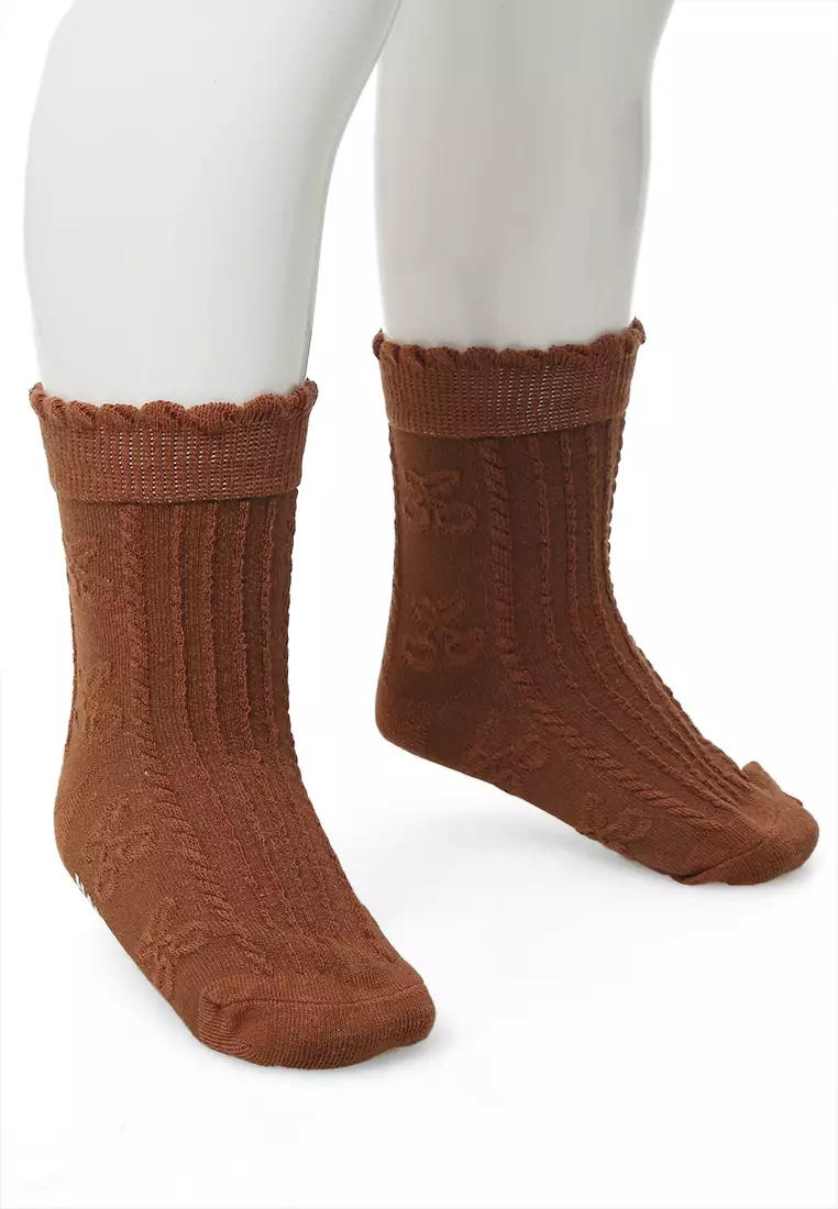 Candie Kaos Kaki Anak Wanita Motif Cherry Children's Socks Comportable Material Cotton ORIGINAL - Brown