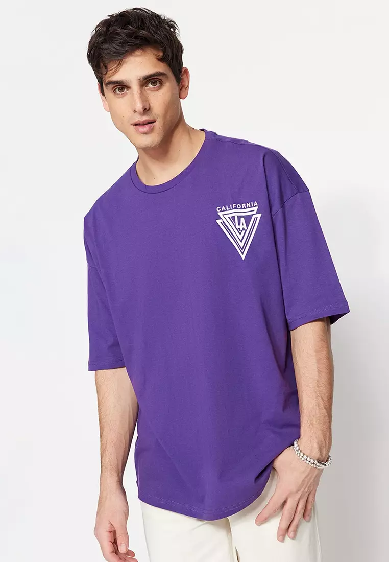 Wide Cut Crew Neck Short Sleeve Urban Print T-Shirt