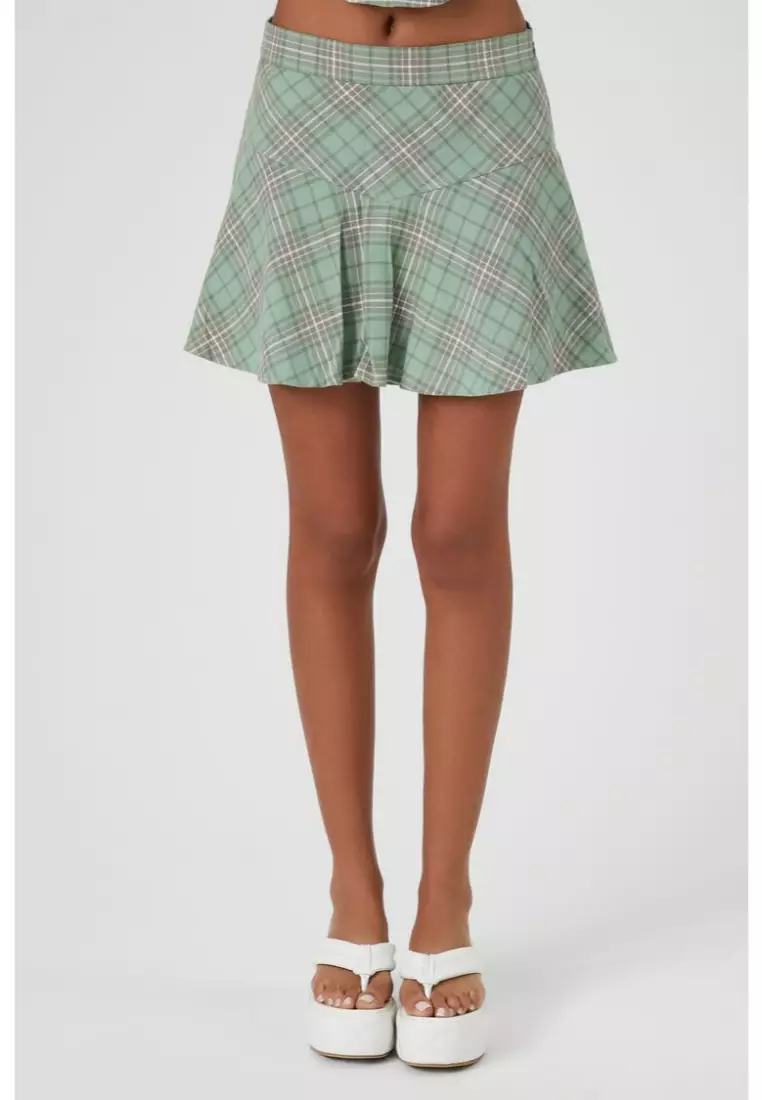 Green plaid sales skirt forever 21