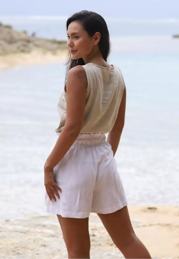 Sand Atasan Linen Wanita Cream | Linen Top Women Cream