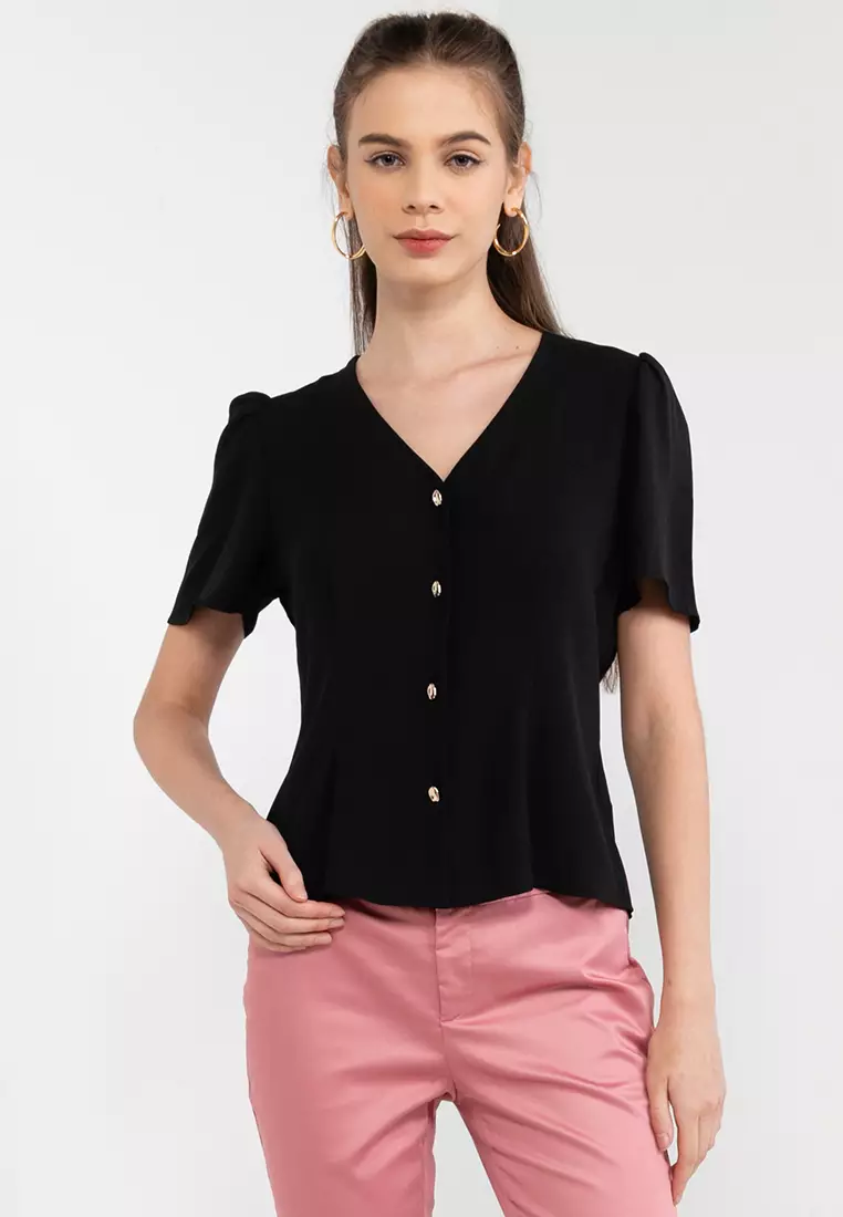 Buy G2000 V Neck Blouse 2024 Online ZALORA Singapore   G2000 0051 5989043 1 