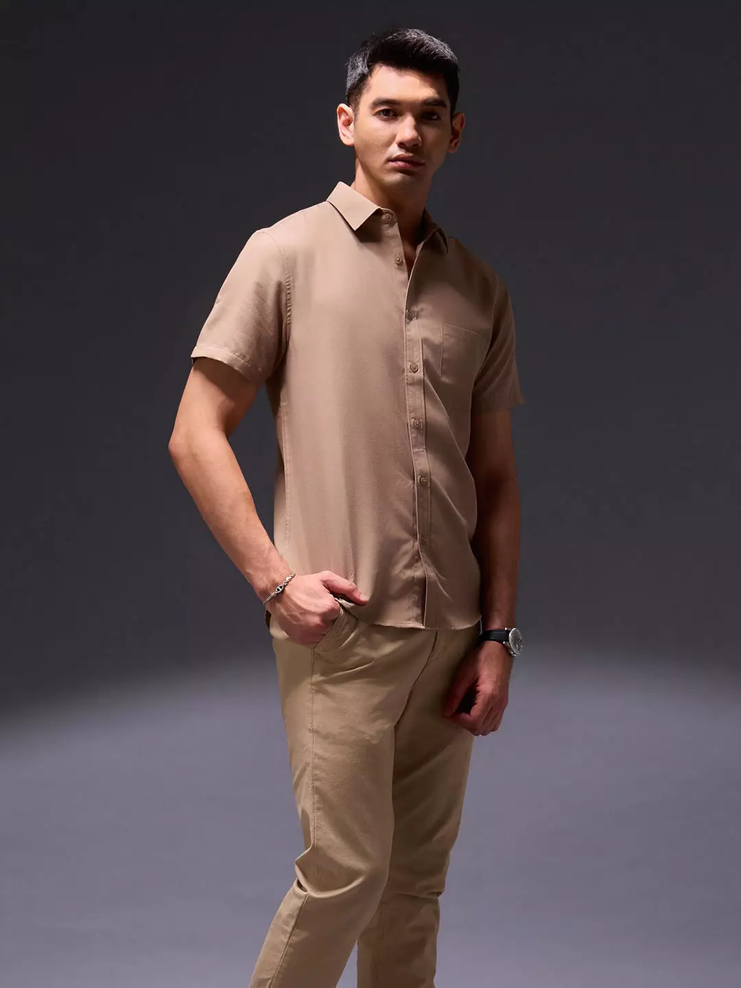 OXCON Easy Shirts Kemeja Tangan Pendek Mocca